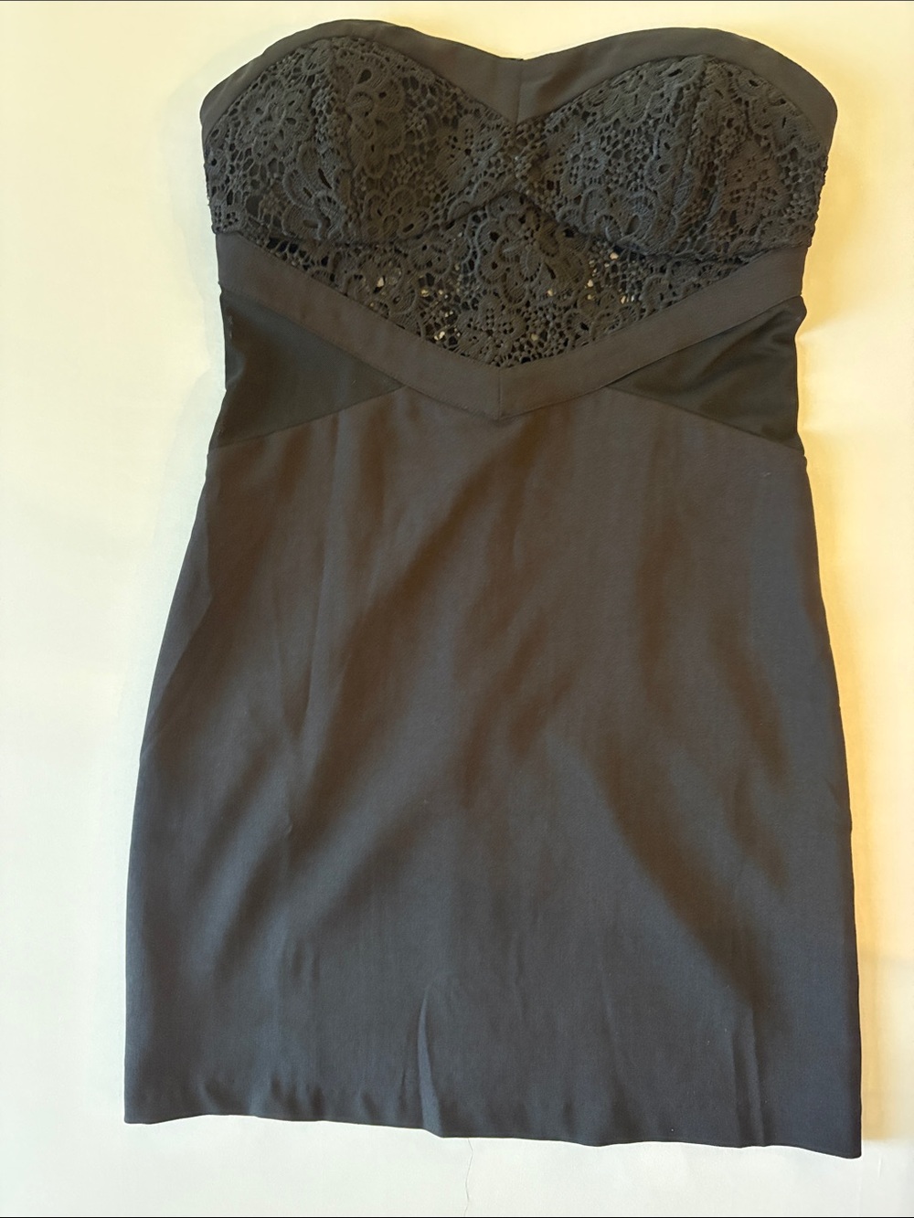 ANGL Strapless Black Lace Bodice Mini Dress